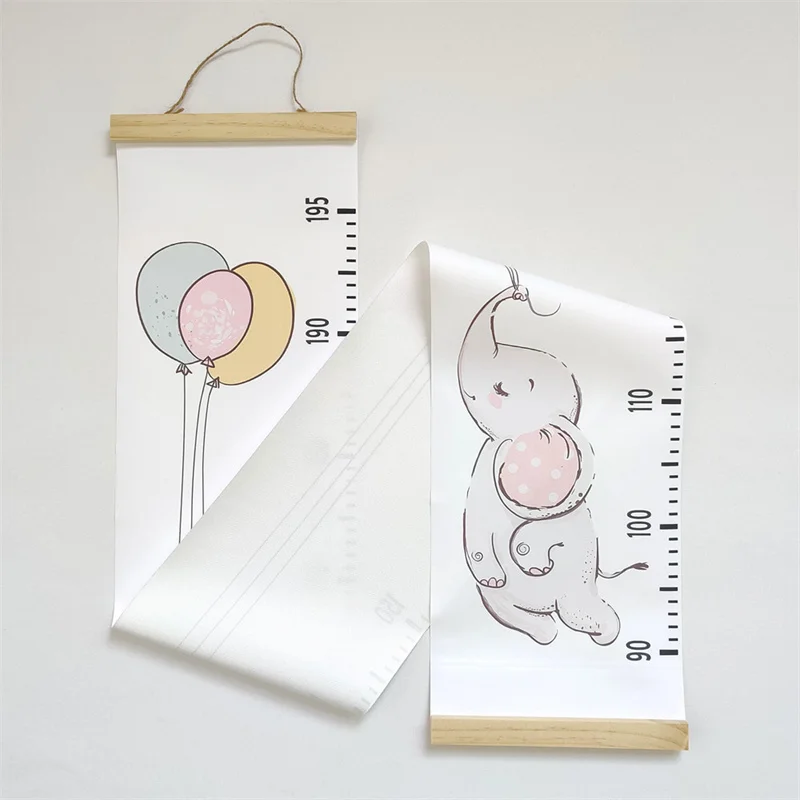 Nordic Cartoon Animal Baby Height Ruler Wooden Wall Hanging Kids Growth Chart Height Record Measure Ruler Home Decor Photo Props