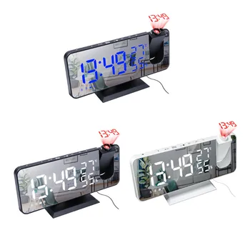 

LemonBestLED Mirror Alarm Clock Electronic Clocks Large Display Digital Table Clock with Temperature Hygrometer Weather Clock