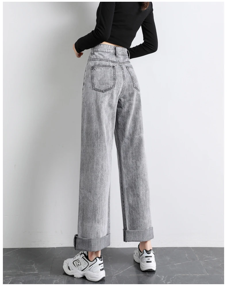 fashion clothing Jeans Straight Pants Washed Loose High Waist Plus Size Women Casual Boyfriends Cowboy Vintage Wide Leg Trousers 2022 New brown jeans