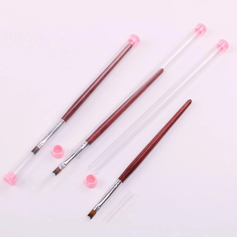 1pc pole nail flower pen Brush Acrylic UV Gel Nail Art Builder Crescent shaped professional painted carved nail tool 3