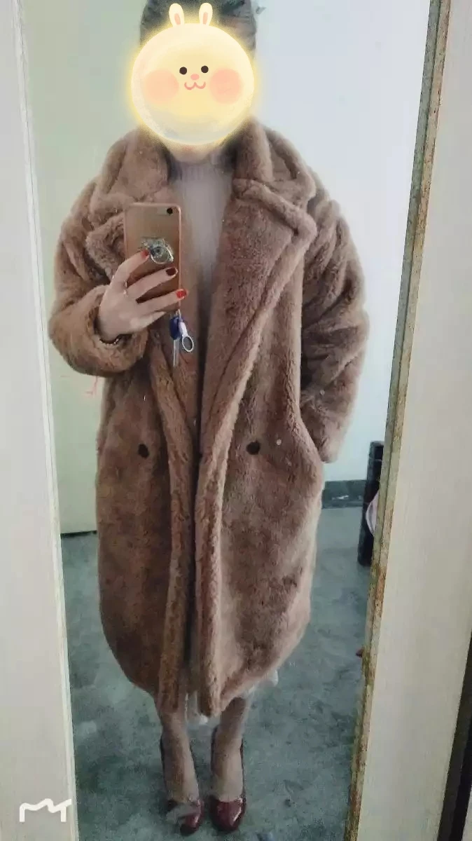 Heydress Женское зимнее теплое длинное пальто из искусственного меха с длинным рукавом, женское толстое пальто с мишкой Тедди, Повседневная Свободная верхняя одежда
