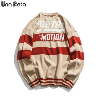 

Una Reta Stripe Men Sweater New Autumn Winter Men Clothing Embroidery Pullover Men's Sweater Pull Homme Loose Sweater Men