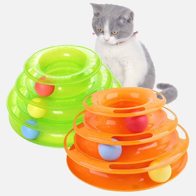 Трехуровневая игрушка для питомца кошки башня треки диск Кот интеллект аттракцион тройной диск игрушки для кошек мяч тренировка развлечение тарелка