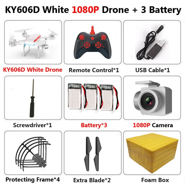 KEELEAD Дрон KY606D 4K 1080P HD wifi камера дроны режим удержания высоты складной Радиоуправляемый квадрокоптер с камерой VS E58 SG106 мини Дрон - Цвет: 1080P White 3B FB