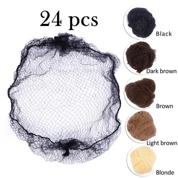 

24 pcs Fake Hair Wig Net Cover Wig Caps High Elastic Socks Type Fixed Special Invisible Hairnet European Nylon Hairnets