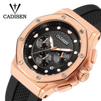 

CADISEN Men Watches Sport Chronograph Silicone Strap Quartz Army Military Watches Clock Men Brand Luxury Male Relogio Masculino