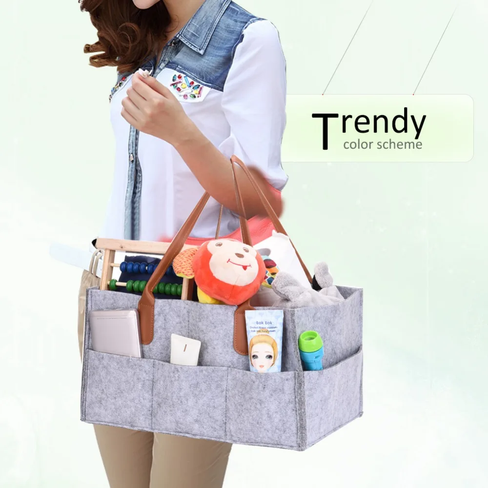 Felt Baby Diaper Caddy Nursery Storage Wipes Bag Nappy Organizer Container