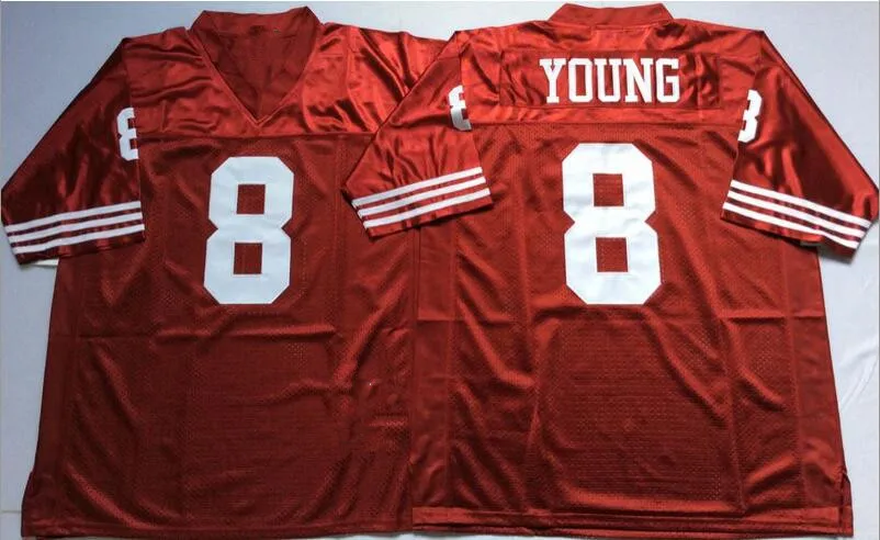 Мужские 8 Steve Young вышитые возврат Футбол Джерси Размер M-XXXL - Цвет: AS