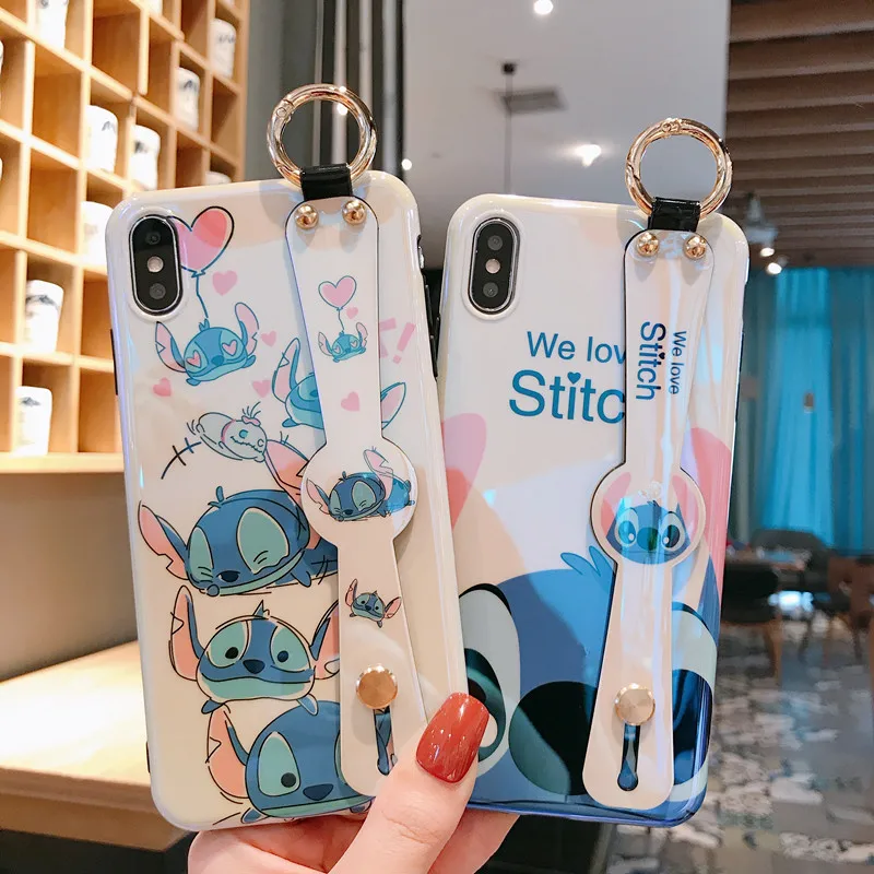 

For Huawei p30 P20 pro Cute Stitch Wrist strap soft Phone Case For Huawei mate20 pro nova 543 honor V20 10 blue ray Shell Cover