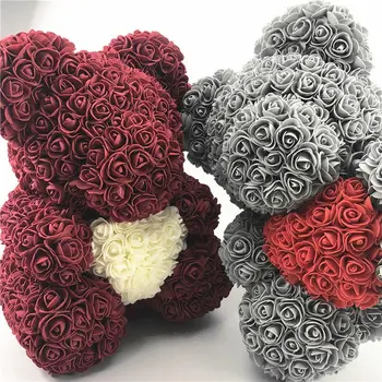 

Lovely Big Red Rose Flower Bear Toys Ornaments Gifts for Valentines's Day 25cm AC889