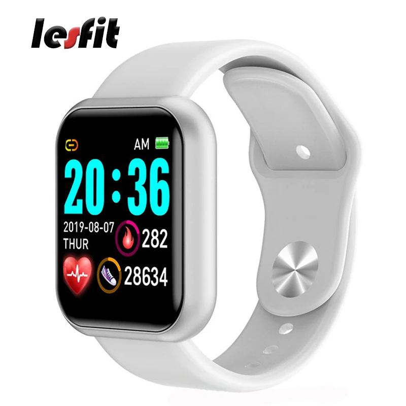 Lesfit Y68 водонепроницаемые белые Цифровые Смарт часы стильные мужские спортивные