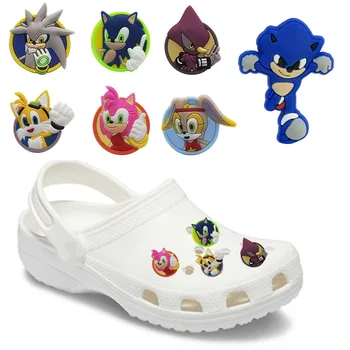 

6-20pcs/lot Classic Game Cartoon Character Cat PVC Shoe Charms Accessories Decoration JIBZ for Croc Charms Bracelets Kids Gift