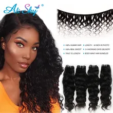 Alisky волосы, 4 пряди, малазийские натуральные волнистые волосы, человеческие волосы, волосы remy для наращивания, натуральный черный цвет, можно окрашивать