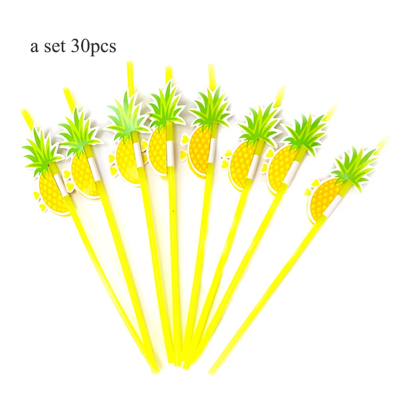 straw Pineapple 30pc 30 шт. мультфильм 3D Ананас Зонт "фламинго" бумажный соломенный Декор Коктейльные трубочки для питья на день рождения свадебные принадлежности - Цвет: straw Pineapple 30pc