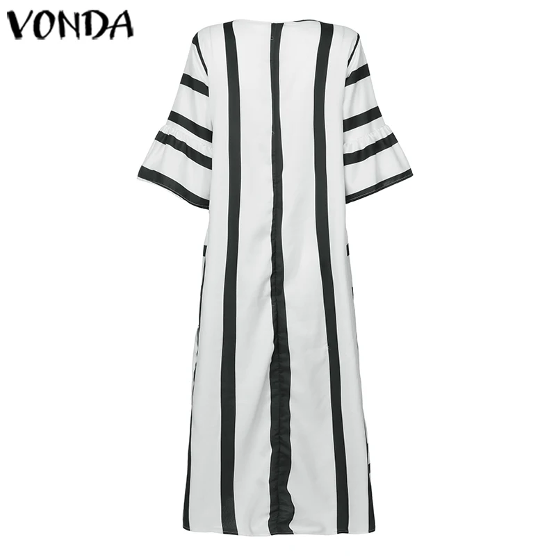 VONDA сексуальное винтажное платье для беременных с v-образным вырезом женское богемное длинное платье макси с коротким рукавом повседневное свободное пляжное вечерние платья 5XL