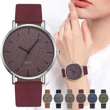 

Dropshipping Clock Women Simple Dial Watch Luxury Leather Quartz Analog Wrist Watches Relogio Feminino