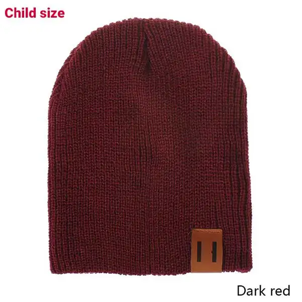 child dark red TRUENJOY/Новое поступление, Детская Зимняя Шапка-бини, мягкая теплая вязаная шапочка-бини для мужчин и женщин, SKullies, девочки-мальчики, взрослые дети - Цвет: child dark red