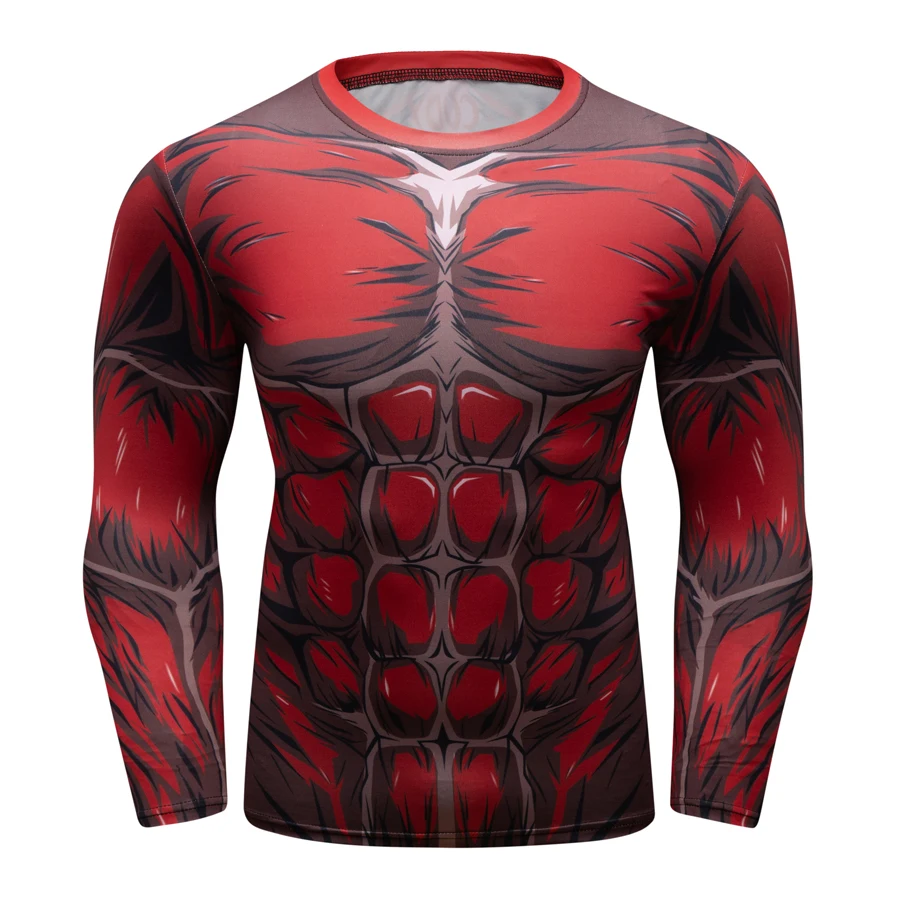 Anime 3D Printed T-shirts Men Compression Shirts Long Sleeve Tops Fitness Tshirts Fashion Slim Tights Tee Male Cosplay Costume