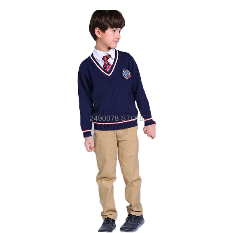 unisex blue Школьные для мальчиков для девочек, вязаный свитер для детей и подростков теплый кардиган-пальто вязаный свитер для маленьких детей, платье для сцены 3-14Year - Цвет: unisex blue