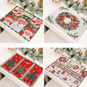 

Christmas Table Napkins 42X34cm Cloth Mat Towels Fabric For Kitchen Wedding Dish Decor Paper Serving Matting Napkin Table Mat