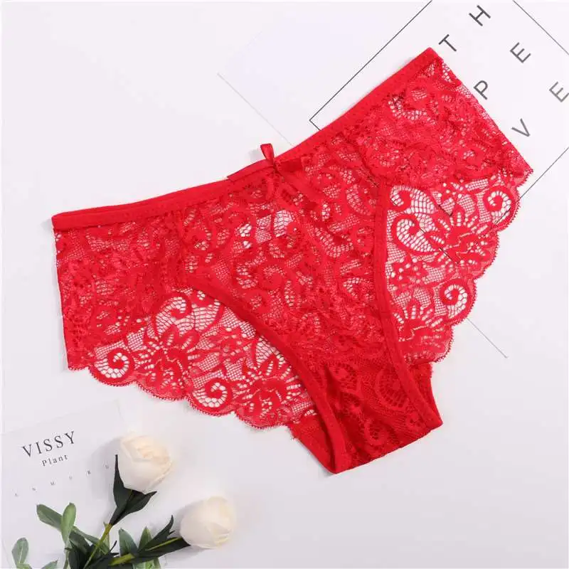 wine red Размера плюс S/XL модные высококачественные женские трусики Прозрачное нижнее белье женские кружевные мягкие трусики сексуальное женское нижнее белье - Цвет: wine red