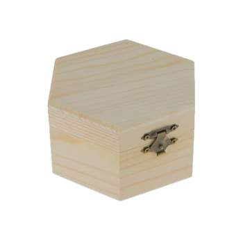 

3 X Wooden Hexagonal Wooden Jewelry Box Trinket Chest Gift Box 10.5 X