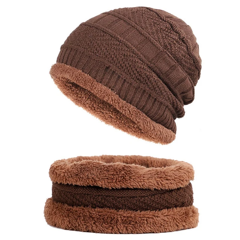 Мужская зимняя шапка, модные вязаные черные шапки, осенняя шляпа, толстая и Теплая Шапка-бини, мягкие вязаные шапки из хлопка - Цвет: C