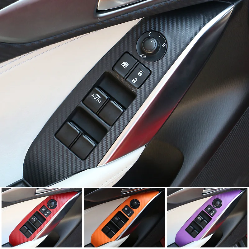 

4Pcs Car Window Control Panel Stickers Red Black Orange For Mazda CX-4 Artz Automotive Interior Sticker Decal Car Accessories