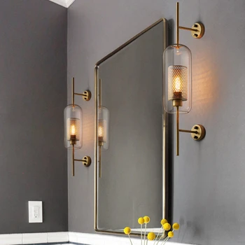 

Modern Retro Vintage Wall Lights Bedroom Restaurant Study Lamp Loft Transparent Glass Iron Wall Lamps Sconces Lights Luminaria