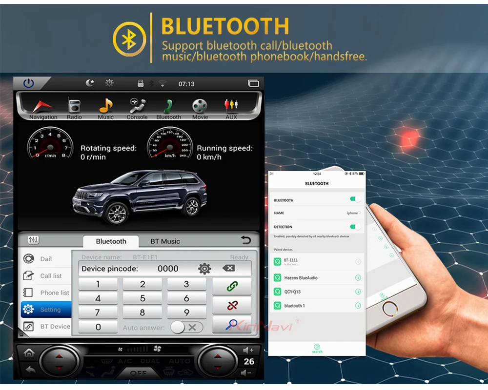 KiriNavi вертикальный экран Tesla стиль 12,1 ''Android 7,1 автомобильный Dvd мультимедийный плеер для Toyota Harrier радио Automotivo 2013