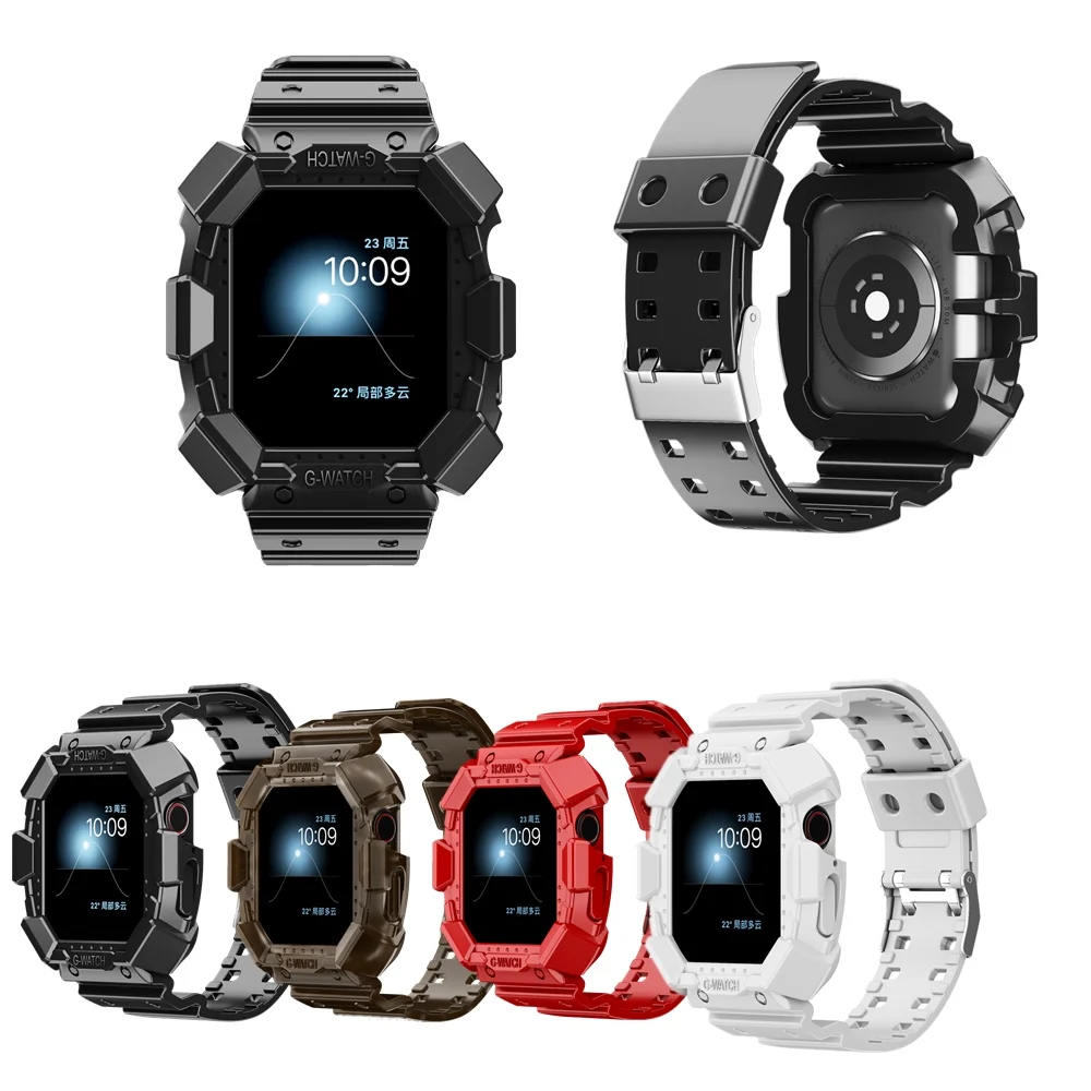 Спортивный чехол + ремешок для наручных часов Apple Watch серии 6/5/4/3/2/1/SE силиконовый