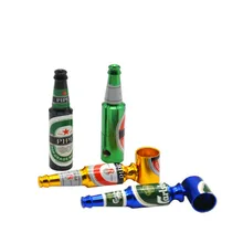 Filtre poche bière bouteille Type tabac Pipe aluminium nouveauté Mini métal fumer Pipe caché Secret bière bouteille fumer tabac(China)