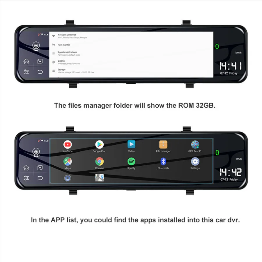 ڵ ̵ ̷ ī޶, 12 ġ, 4G, ȵ̵ 8.1,  ķ, 4G RAM 32G ROM, GPS, ̼, ADAS, ڵ  ڴ, , DVR