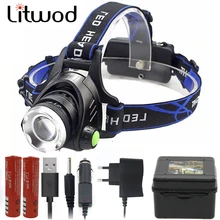 Litwod z20 T6 L2 Светодиодные фары фара Масштабируемые регулируемое наголовное крепление вспышки светильник лампа фонарь 500lm XM-L 18650 батарея долгого времени светильник