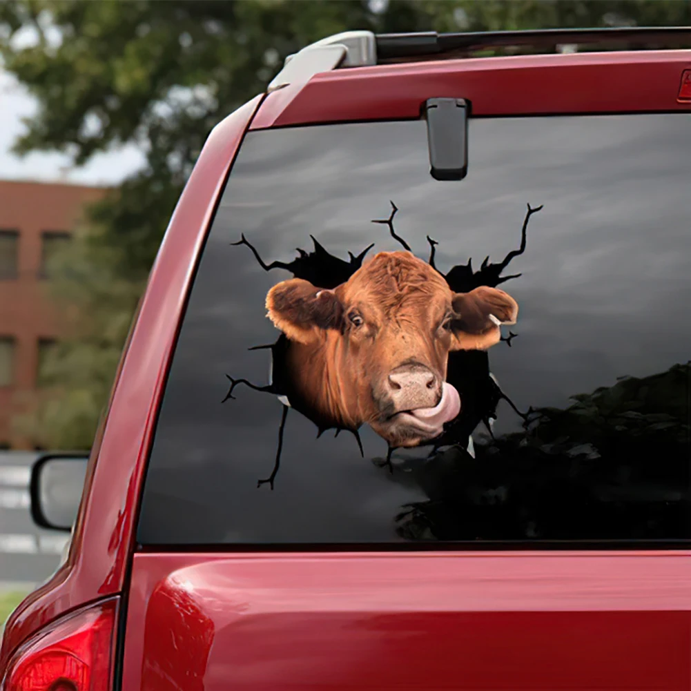 Animal Car Stickers Crackle Cow Car Details Waterproof Pvc Stickers Car
