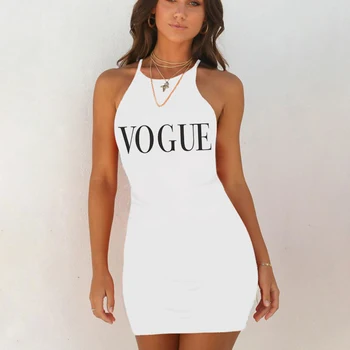 

Summer Dresses For Women Vogue Princess Print White Mini Casual Sexy Night Dress Sling Pack Hip Evening Party Bodycon Jurk Dames