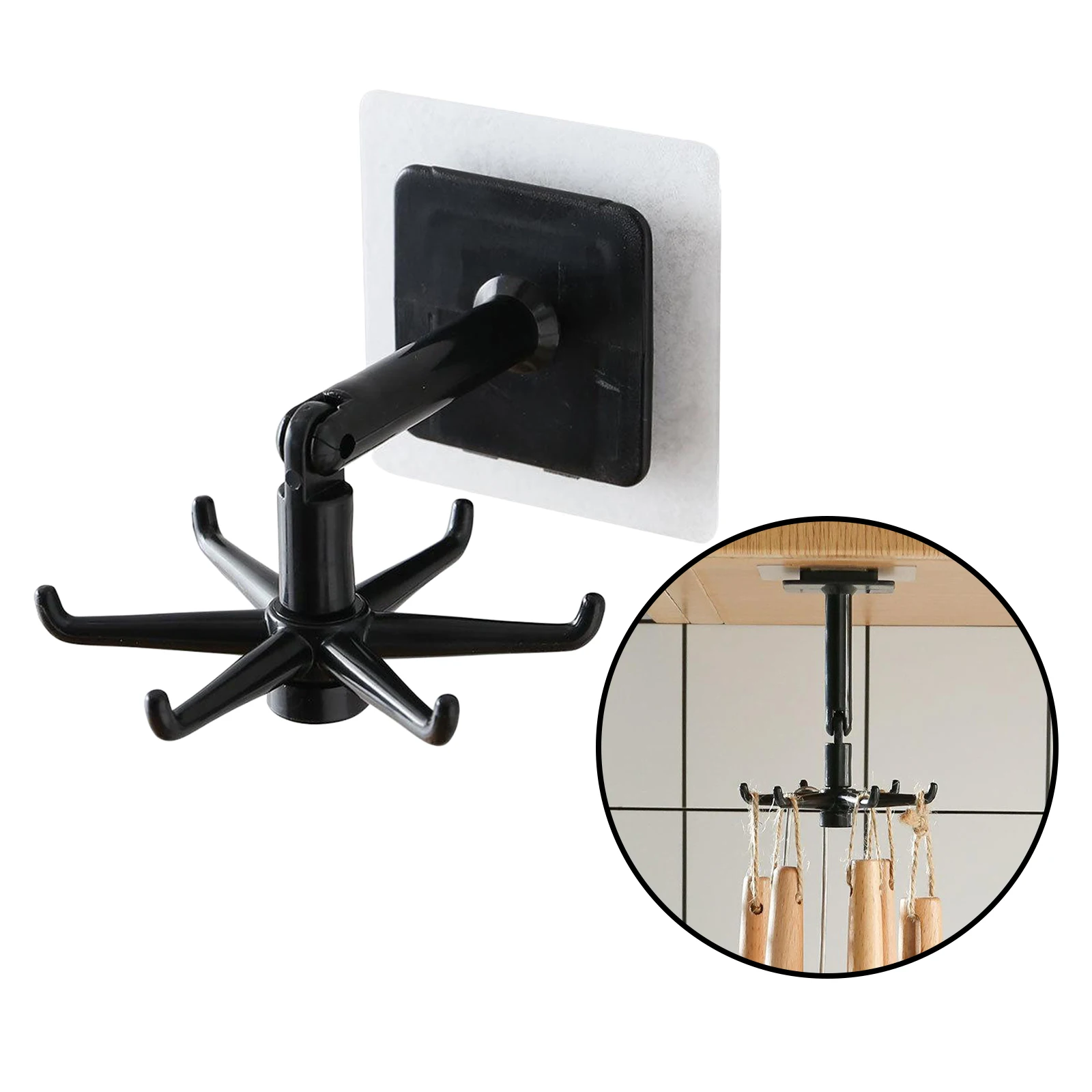 1pc Kitchen Utensil Hanging Rack Organiser Wall Mounted ABS Plastic Hook Hanger