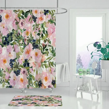 

Plant Chinese Bird Flower Shower Curtain Green Waterproof Fabric Polyester Bathroom Decoration 180 x 180cm