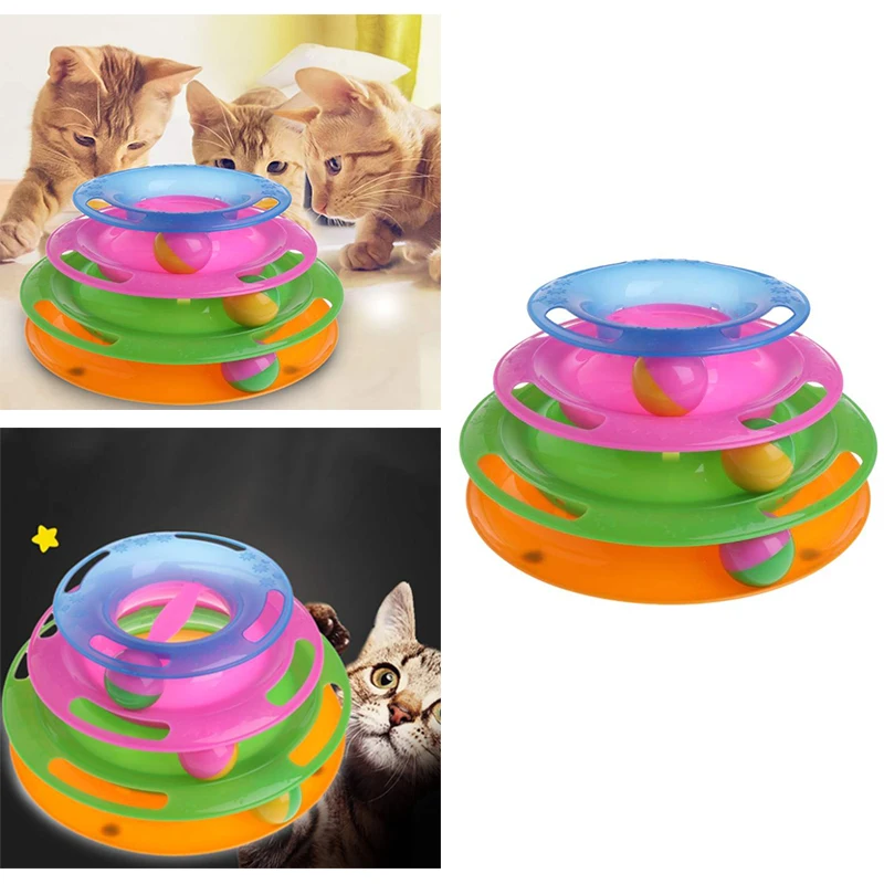 Трехслойные игрушки для домашних животных поворотный мяч на направляющей интеллект Crazy игровой лоток Tease игрушечная кошка Губка Pad съемная