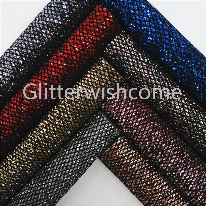 Glitterwishcome 21X29 см A4 Размер сетка блеск кожа ткань винил для бантов, GM638A