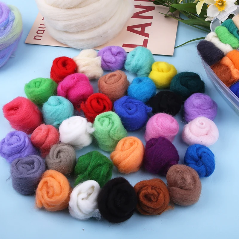 MIUSIE 26 Colors Felting Wool Soft Wool Fibre Roving for Needle Felting and Handcraft DIY Doll Suitable for Women Beginner needle felting wool