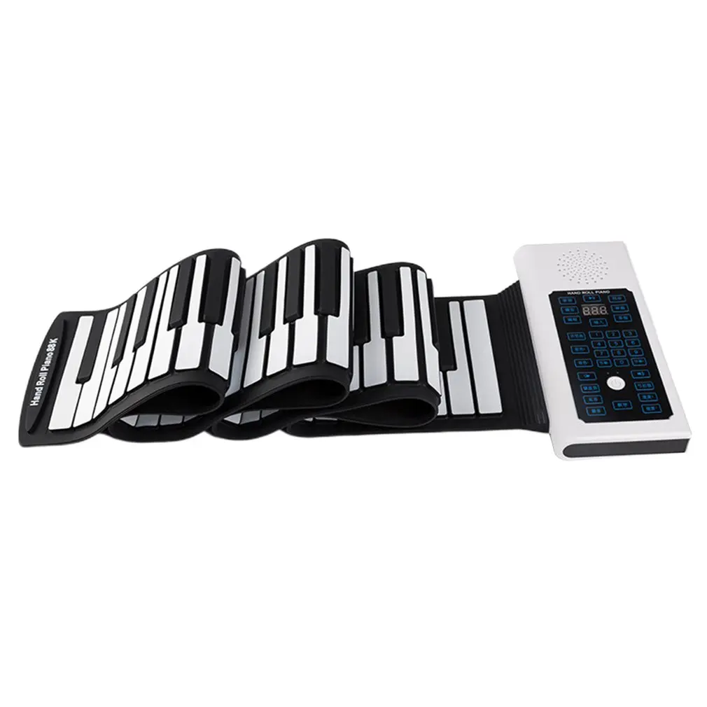 

Portable 88 Keys USB Roll Up Piano Electronic Piano Silicone Flexible Keyboard Organ Built-in Speaker with Sustain Pedal