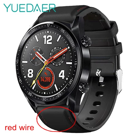 YUEDAER топ из искусственной кожи ремешок для Xiaomi Amazfit GTR 47 47 мм Stratos 2 3 Pace ремешок для huawei Watch GT 2 GT2 ремешок для часов - Цвет: Black-red wire