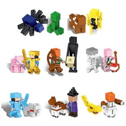 Серия MinecraftING Steve The Big Fig с попугаем, модель, строительный блок, кирпичные игрушки для детей, подарок, игрушки для детей
