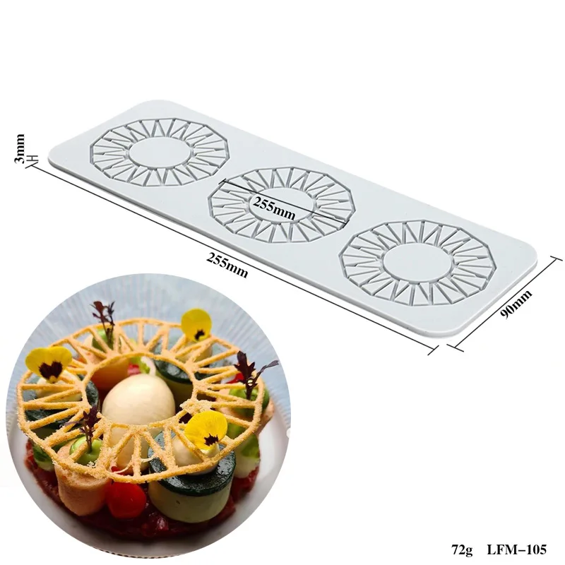 New Leaf Flower Ring Round Fondant Lace Mat Chocolate Mold DIY Baking Decoration Molecular Cuisine Printing Silicone Mold