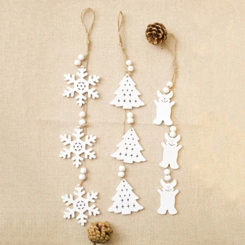 

1Pcs Snowflake Deer Santa Claus Christmas Tree Natural Wood Pendant Hanging Ornament Xmas New Year Party Decor Supplies 62892