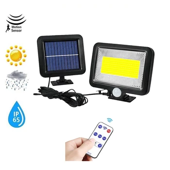 

100 LED solar Light PIR Motion Sensor Wall Lamp Energy-saving Waterproof Outdoor Garden Floodlights Spotlights seperable 5M cabl
