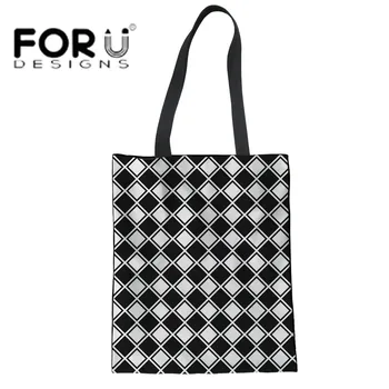

FORUDESIGNS Reusable Shopping Bag Geometric Lattice Printing Teenagers Handbag Foldable Beach Bag Daily Use Shoulder Bag 2019