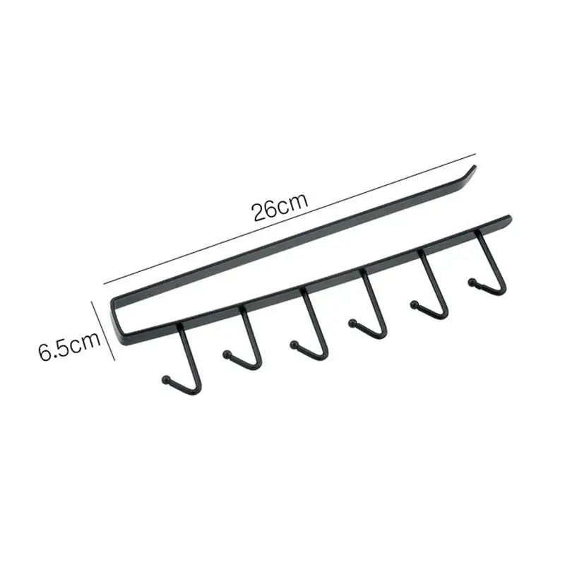 Бесследная металлическая кухонная подставка для стаканчиков, полка для шкафа, стеллаж для хранения, органайзер, 6 крючков