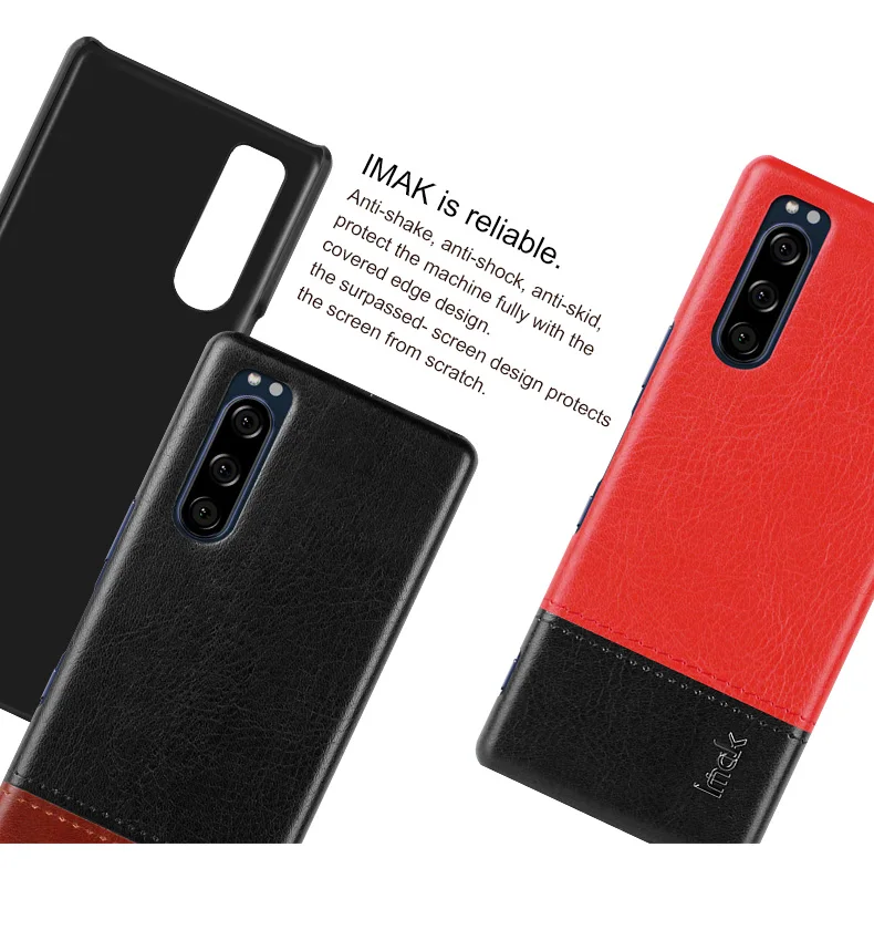 Imak, роскошный Ruiyi чехол s для sony Xperia 5, чехол, тонкая задняя крышка, оболочка телефона, жесткий ПУ ПК, чехол, бизнес защита, встроенные чехлы